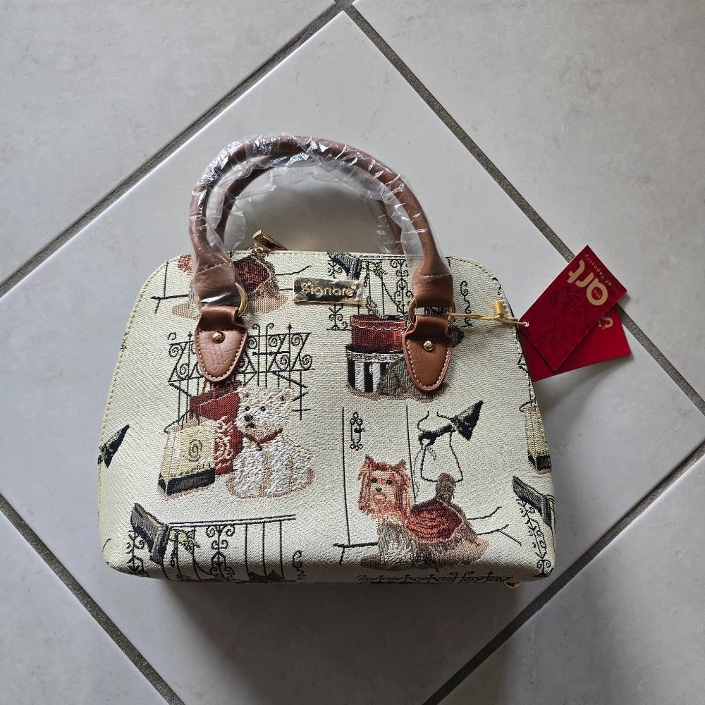 Signare Tapestry Hand & Shoulder Bag for Women, Fashion Dog  - Brand New!